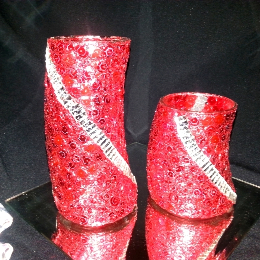 Two beautiful red decorative glasses